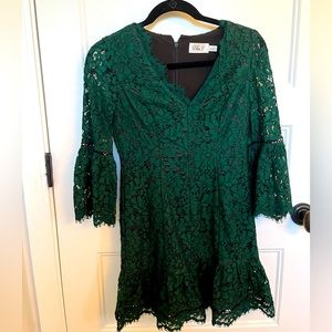 Eliza J Lace Green Bell Sleeve Dress